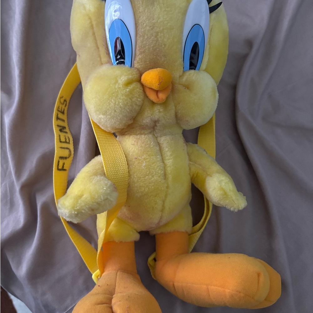 Yellow Cartoon Character Plush Backpack